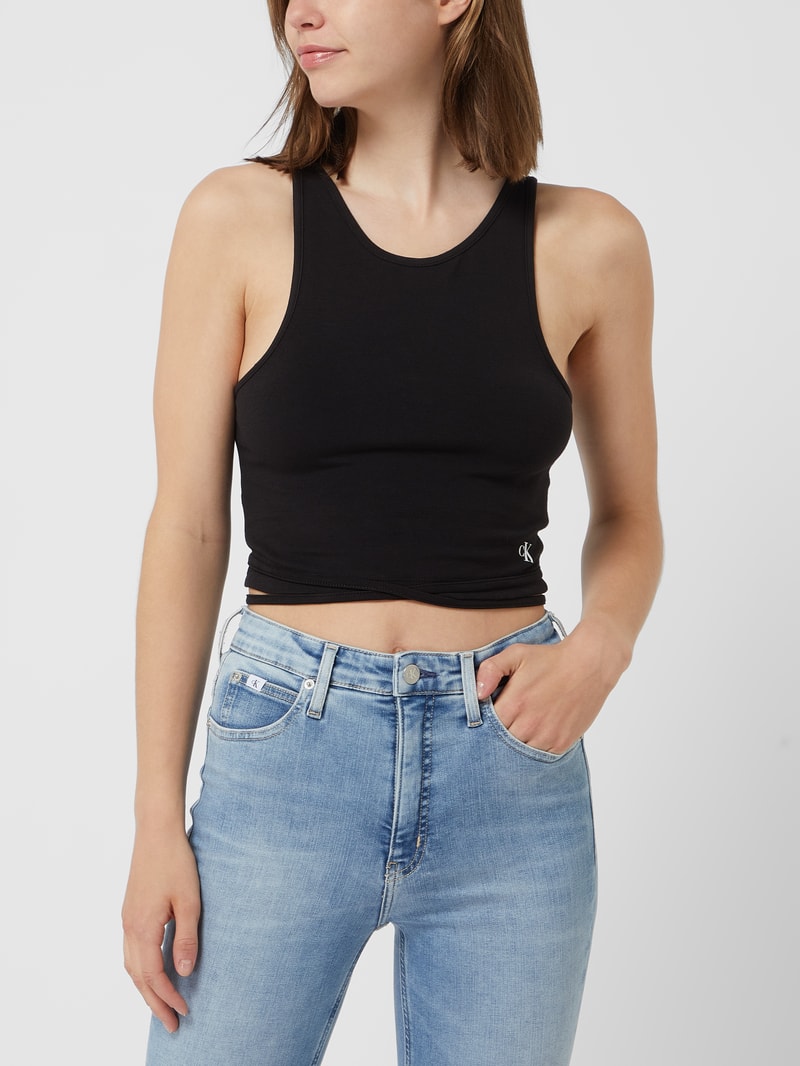 Crop Top mit Schnürung  in black
