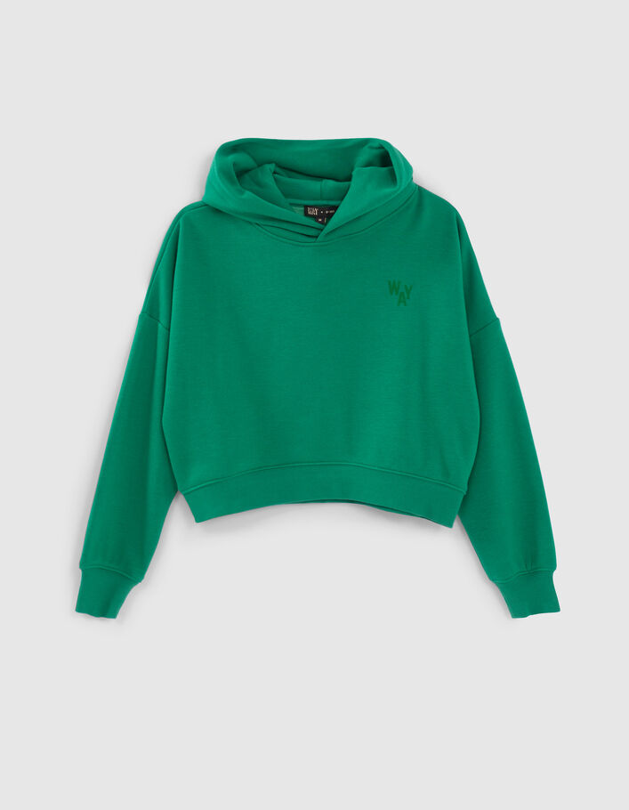 Sweat vert cropped flocage dos fille