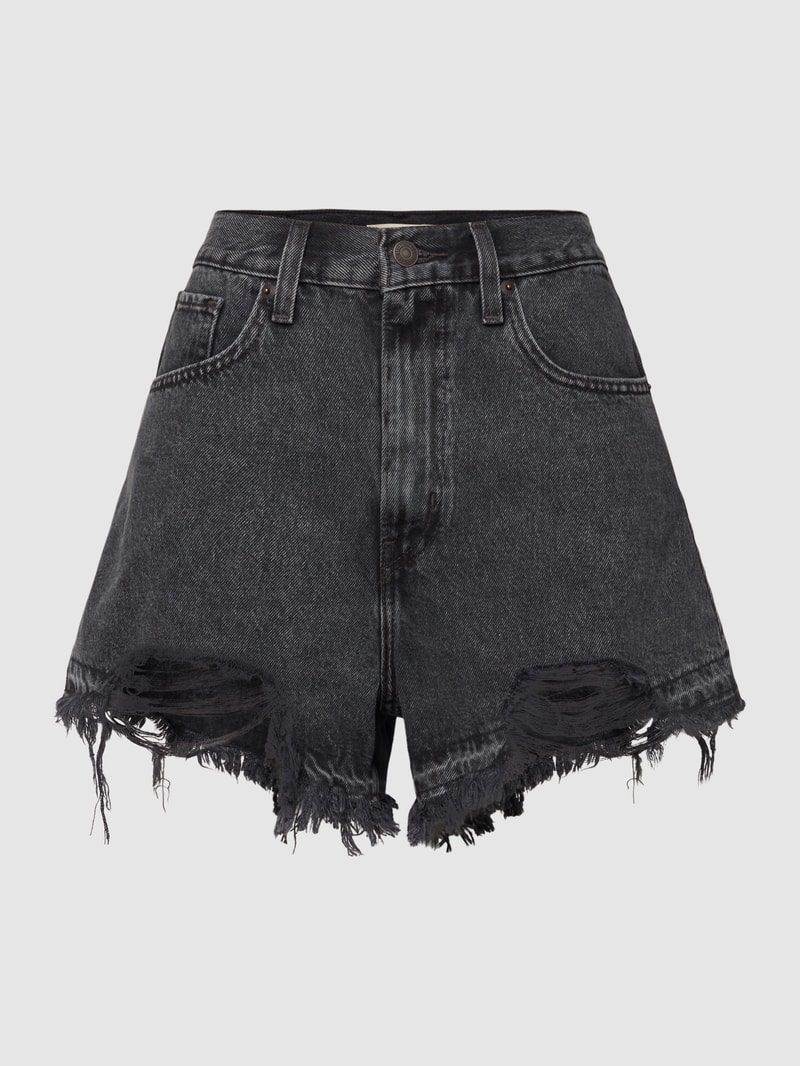 Mom Fit Jeansshorts im 5-Pocket-Design in schwarz