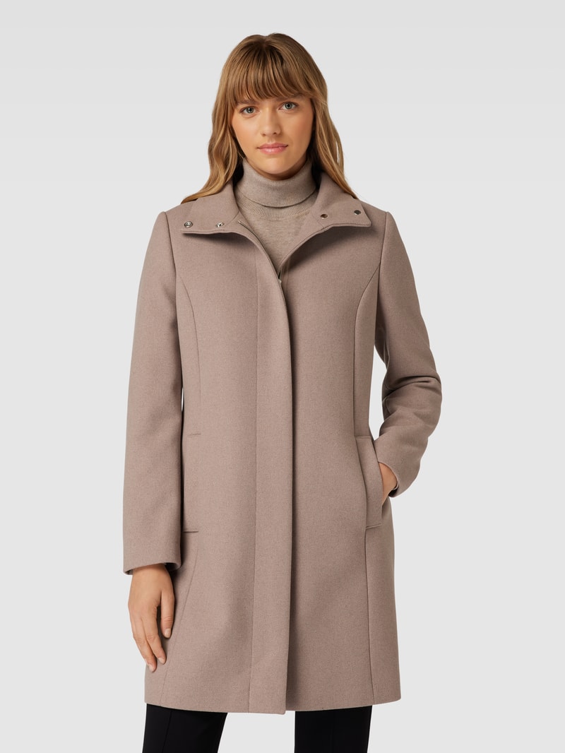 Mantel mit Stehkragen in taupe