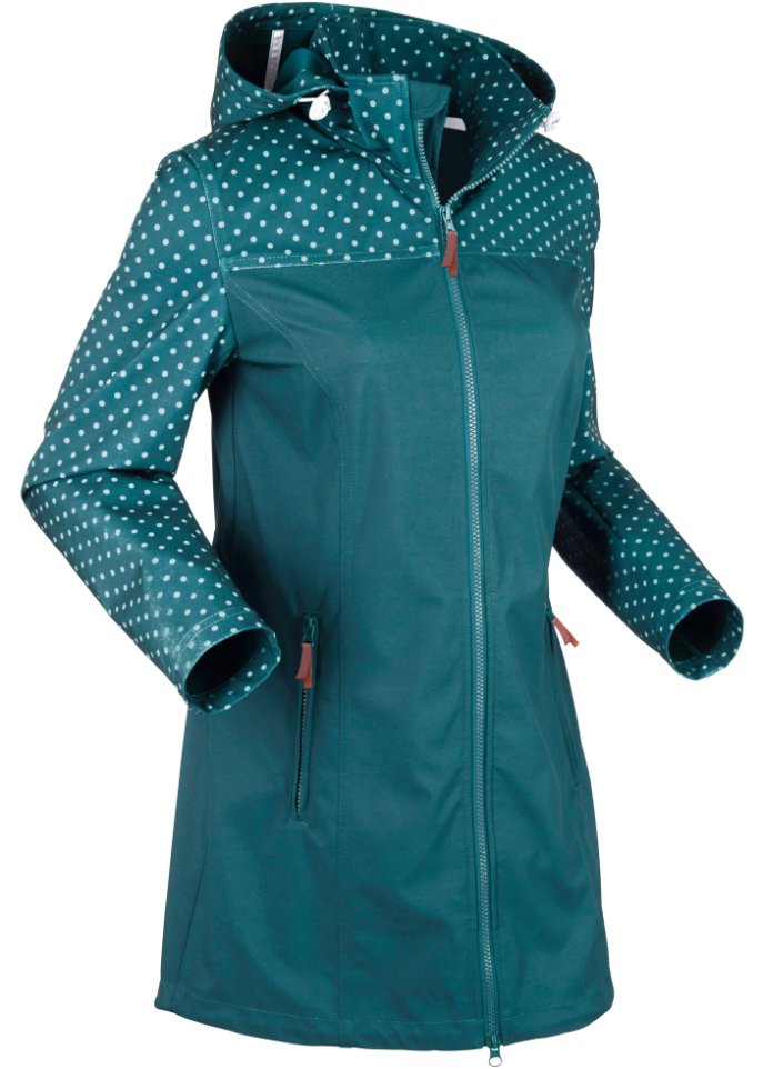 Bedruckte Softshelljacke, schlanker Schnitt, wasserabweisend