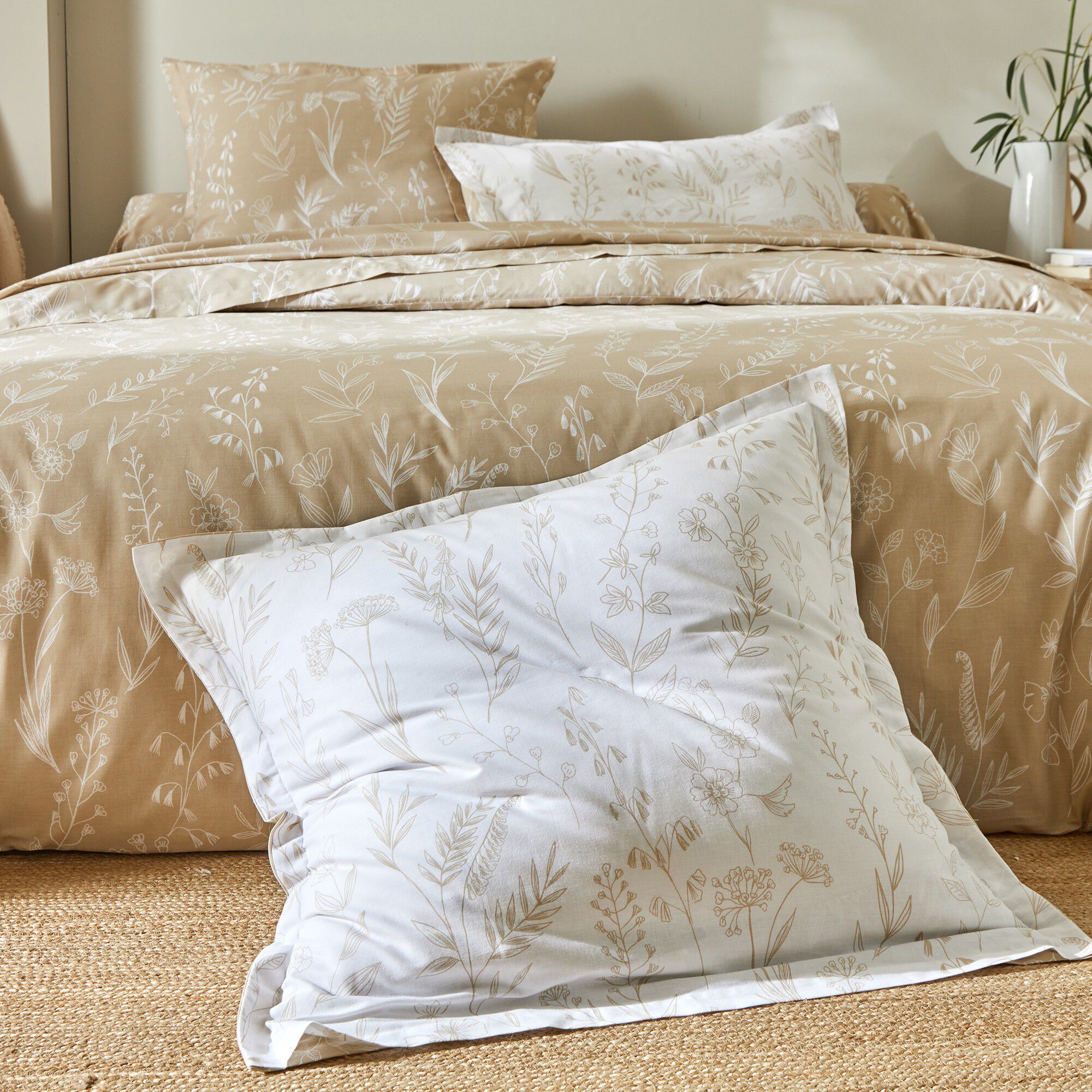 Linge de lit Alessia en coton imprimé fleuri