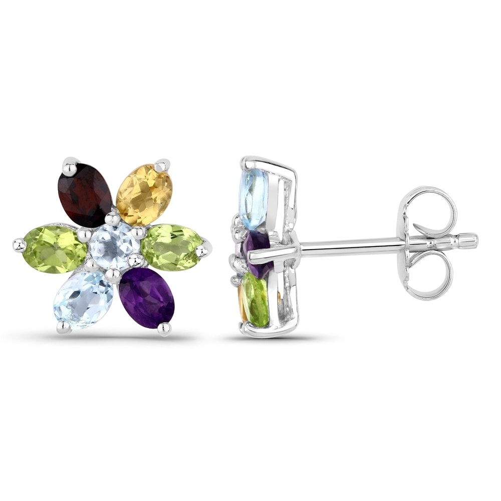 Rafaela Donata Boucles doreilles Fleur Argent sterling Citrine en Argent Bijoux