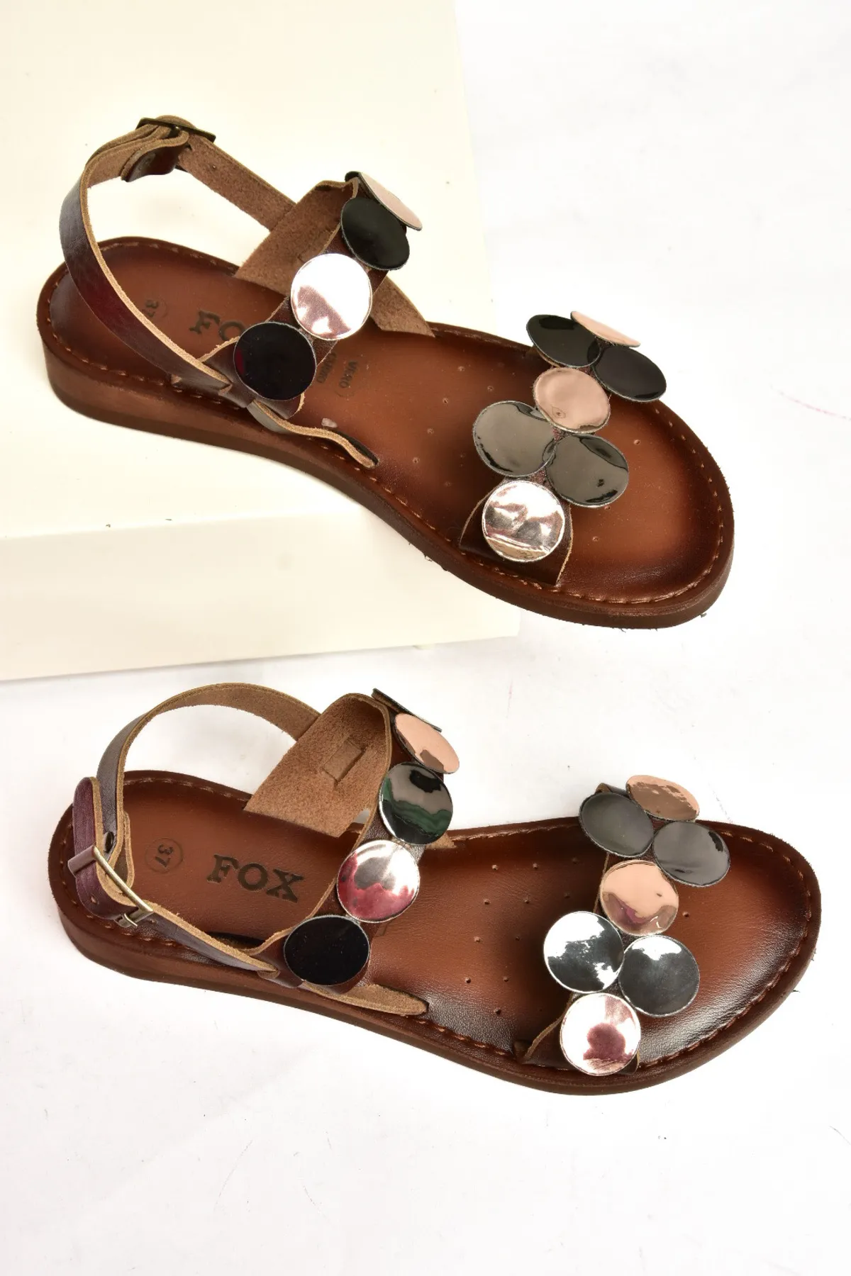 Fox Shoes  Braune Damensandalen aus echtem Leder K374680603