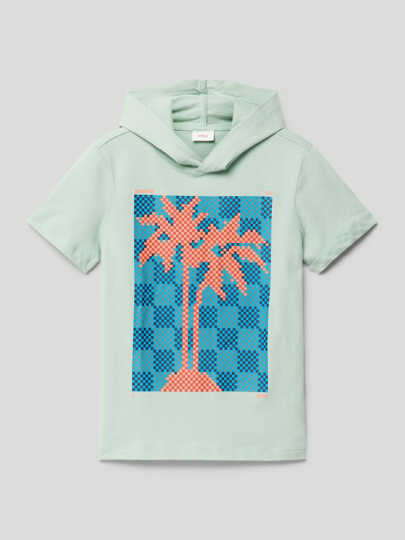 T-Shirt aus Baumwolle mit Motiv-Print in lindgrün