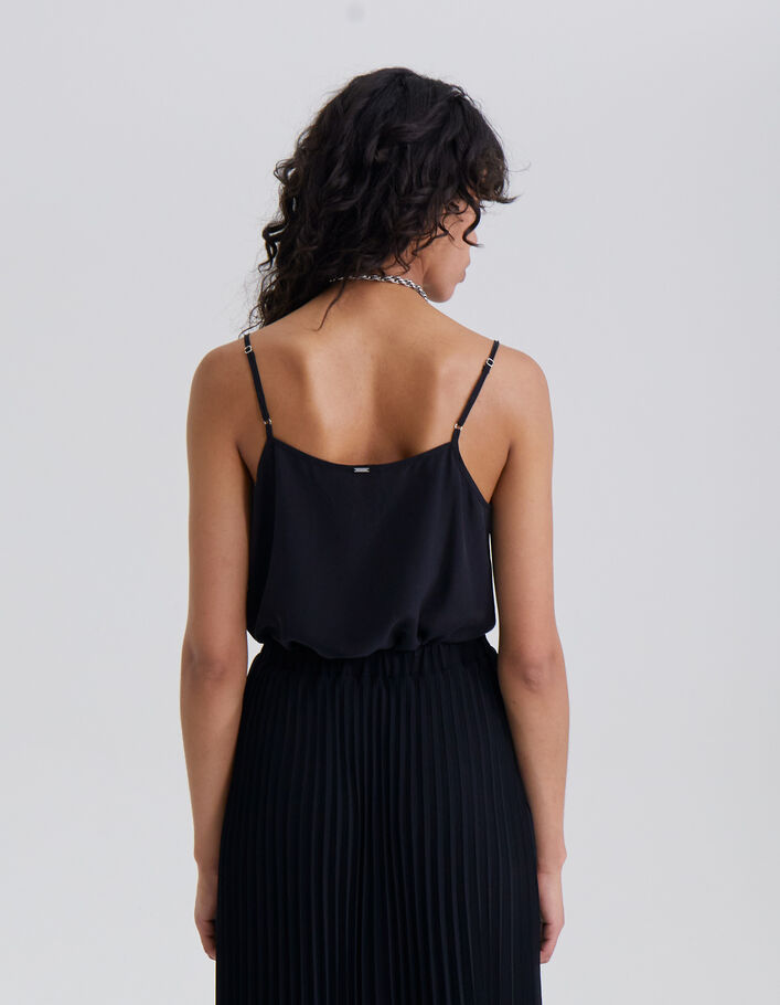 Caraco en soie coloris noir broderie tête de mort femme
