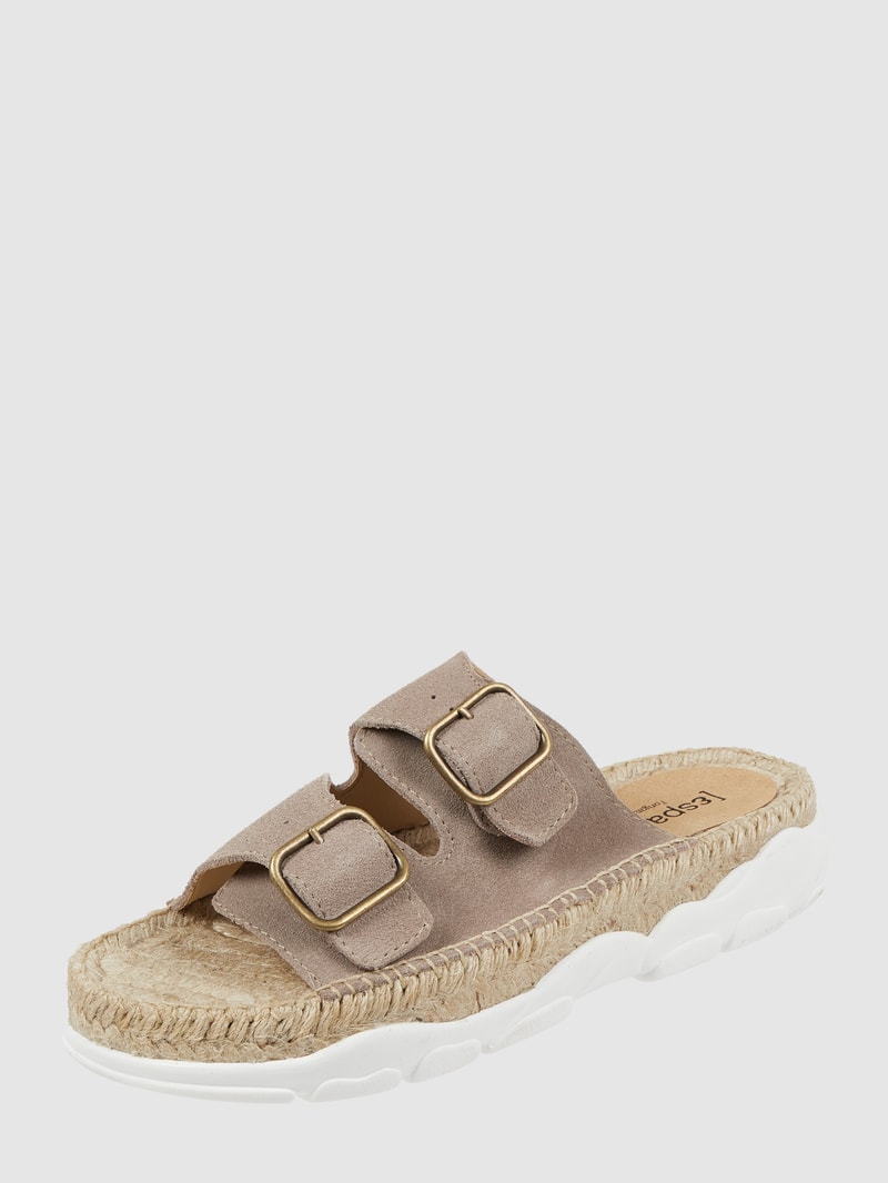 Sandalen aus Veloursleder in taupe