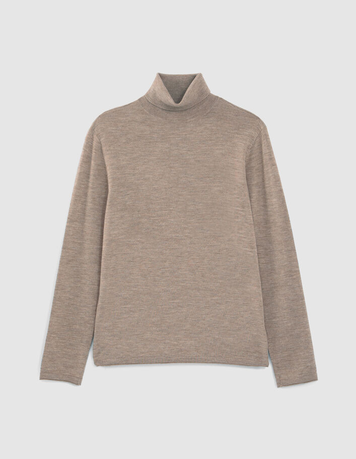 Pull cappuccino tricot à col roulé Homme