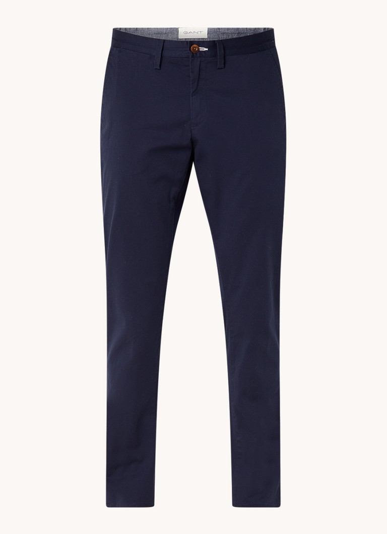 Chino nohavice Gant slim fit zo zmesi organickej bavlny s bočnými vreckami