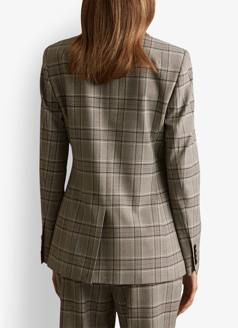 Reiss Tamy blazer with check pattern and flap pockets