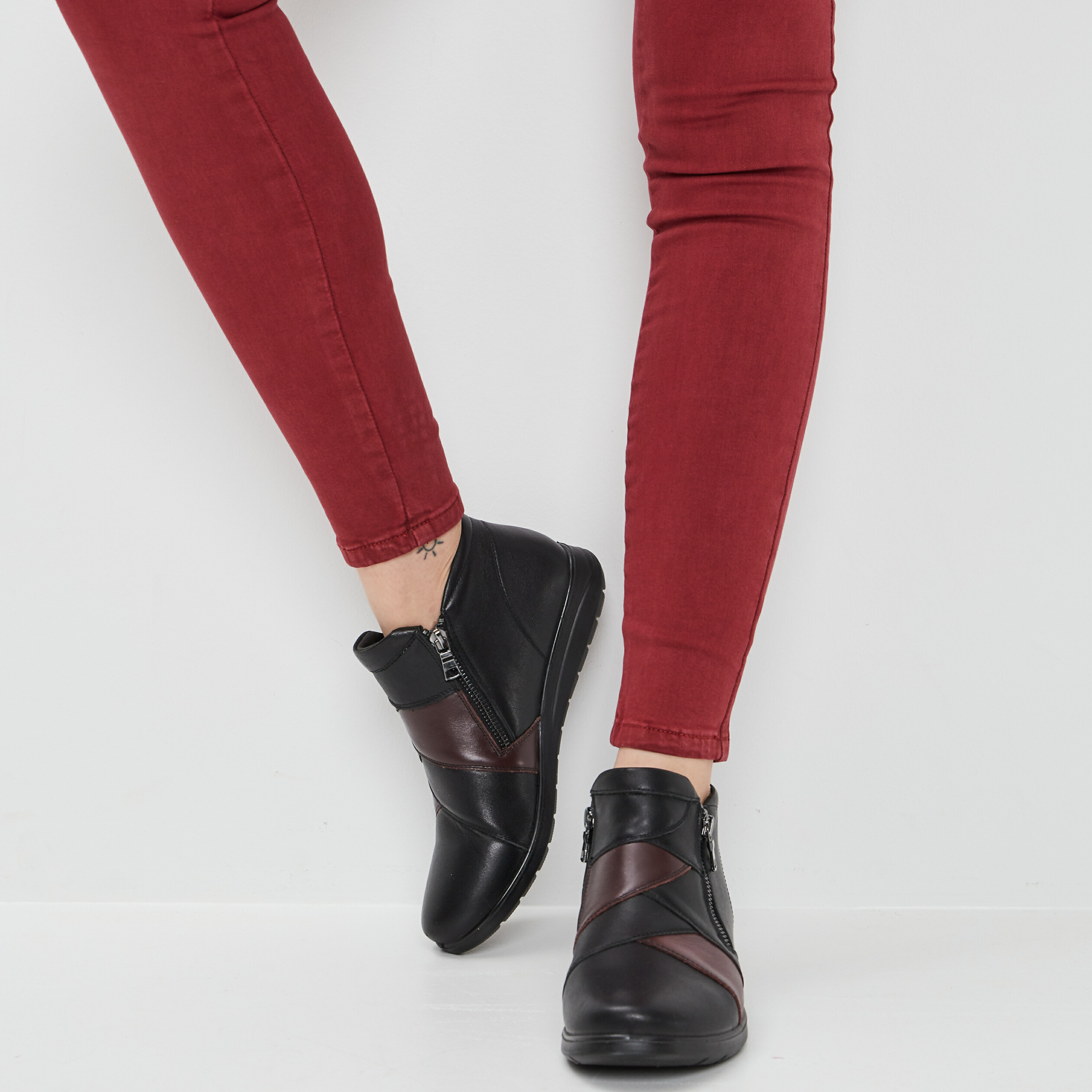 Bottines en cuir noir femme | La Halle