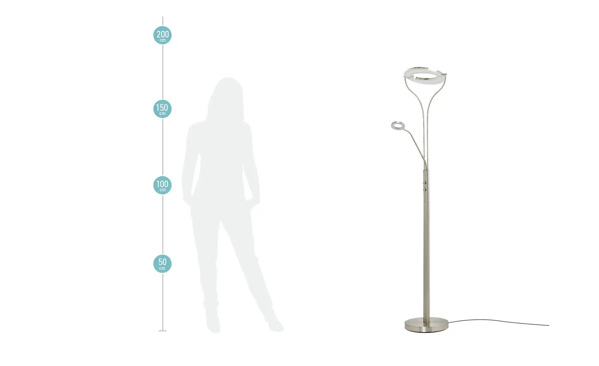 Meisterleuchten LED-Deckenfluter, 2-flammig, Chrom