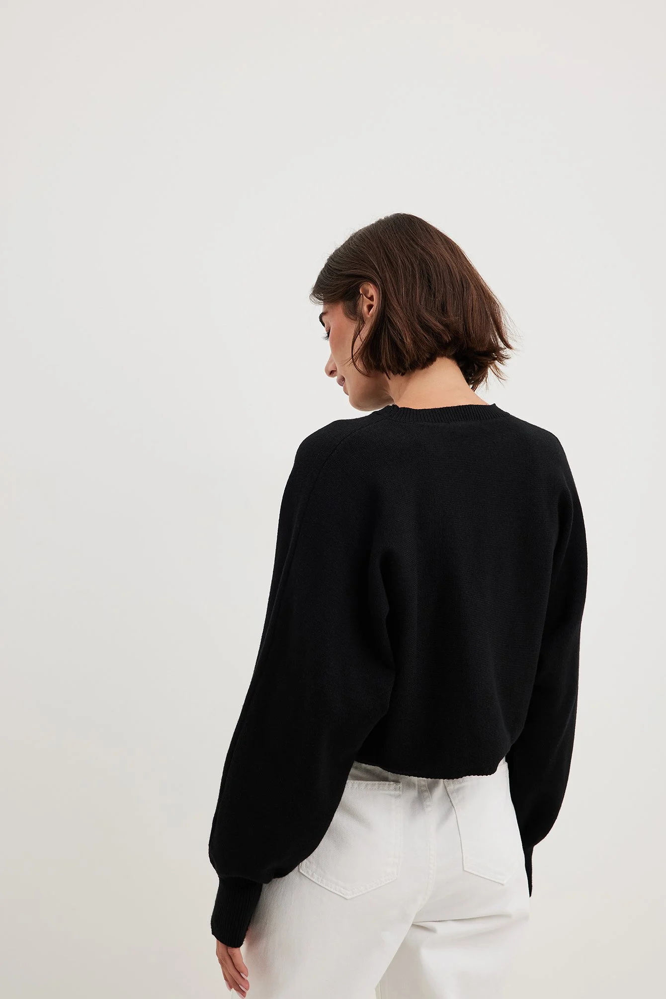 Cropped-Strickpullover mit Rundhalsausschnitt
