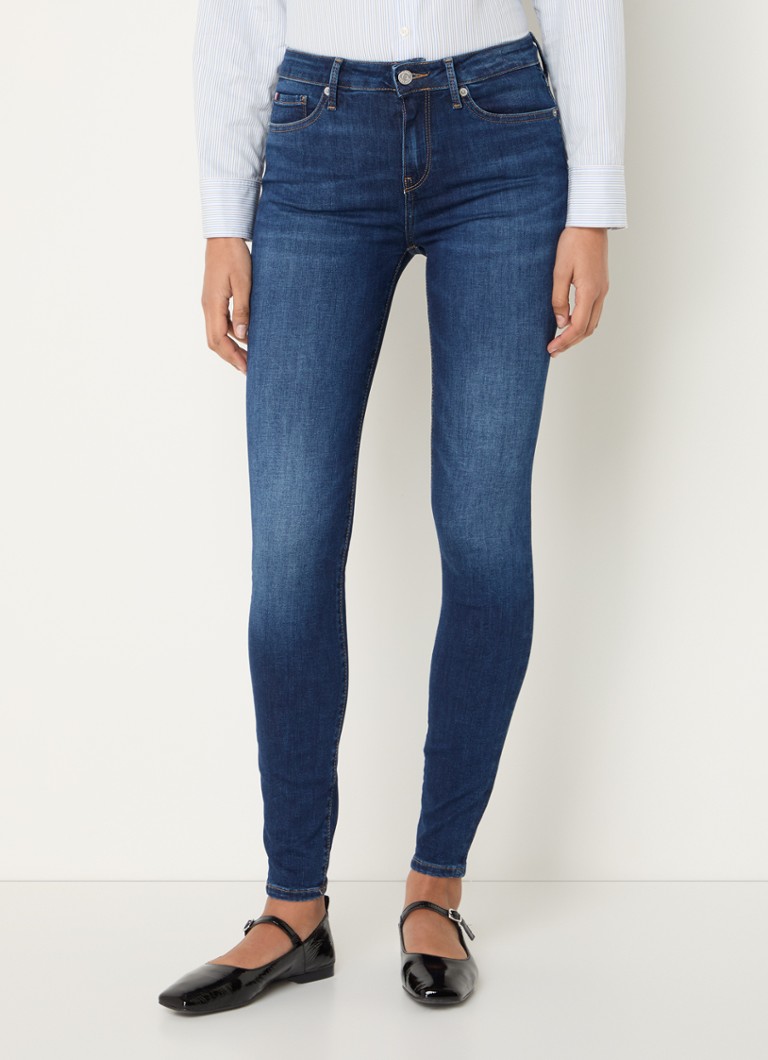 Blugi skinny Tommy Hilfiger Como, talie medie, albastru închis
