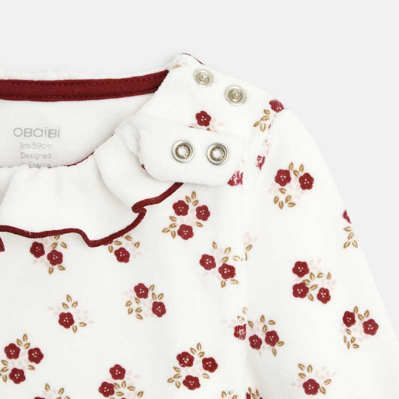 Dors-bien velours fleuri et gilet blanc naissance