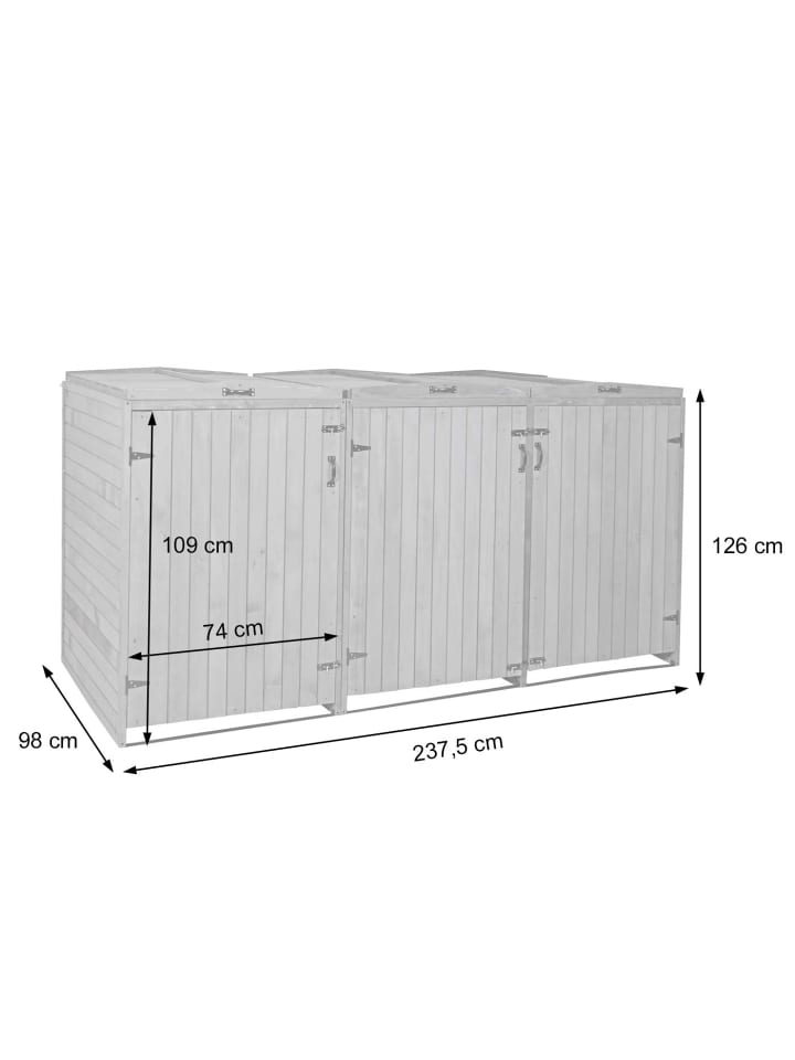 MCW 3er-/6er-Mülltonnenverkleidung H74, Grau-weiß günstig kaufen onesize