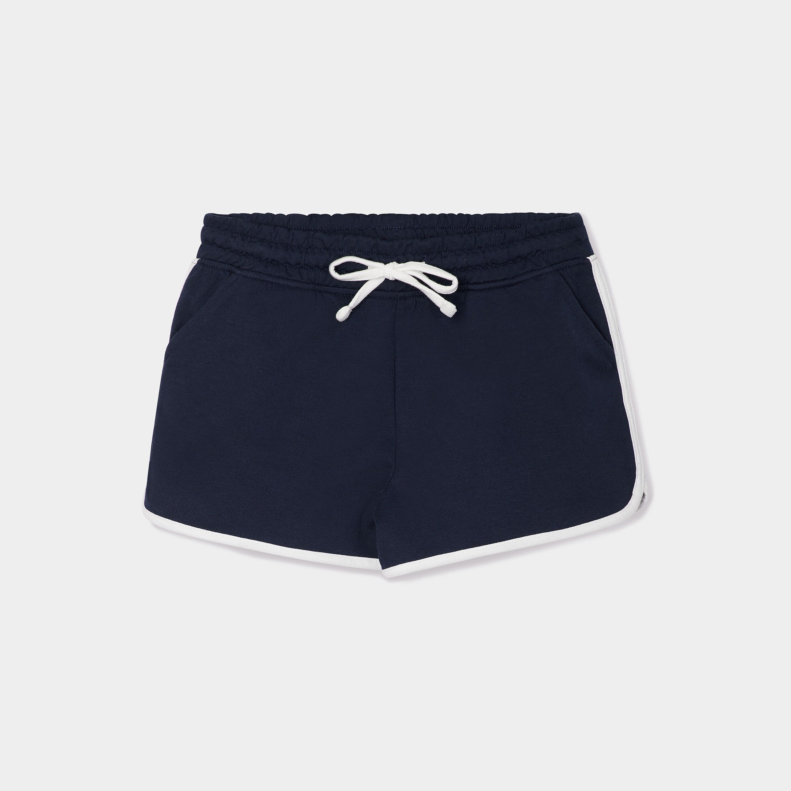 Jogging-Short droit taille élastiquée bleu marine fille | La Halle