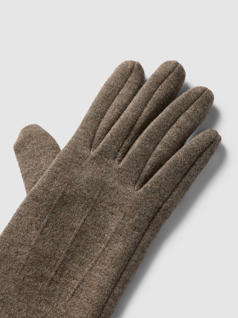 Handschuhe mit Motiv-Stitching in taupe