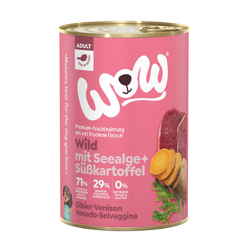 WOW Hundenassfutter WOW Adult 6x400g Wild mit Seealge
