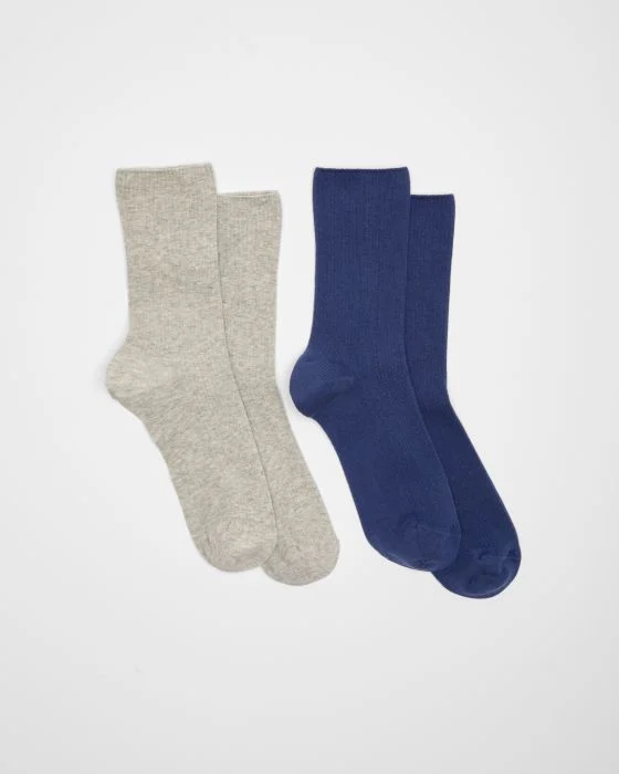 Lot de 2 paires de chaussettes maille côtelée coton biologique majoritaire