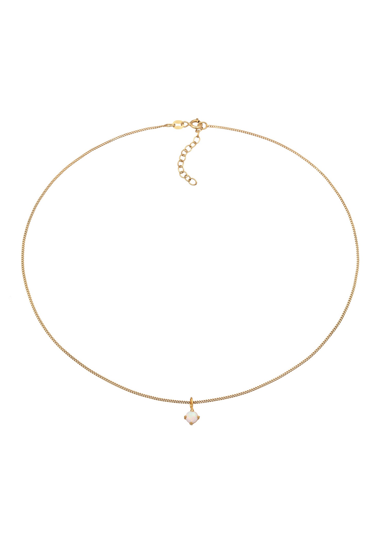 Elli női choker pasziánsz egyszerű medál szintetikus opállal, 925-ös sterling ezüstből, aranyozott