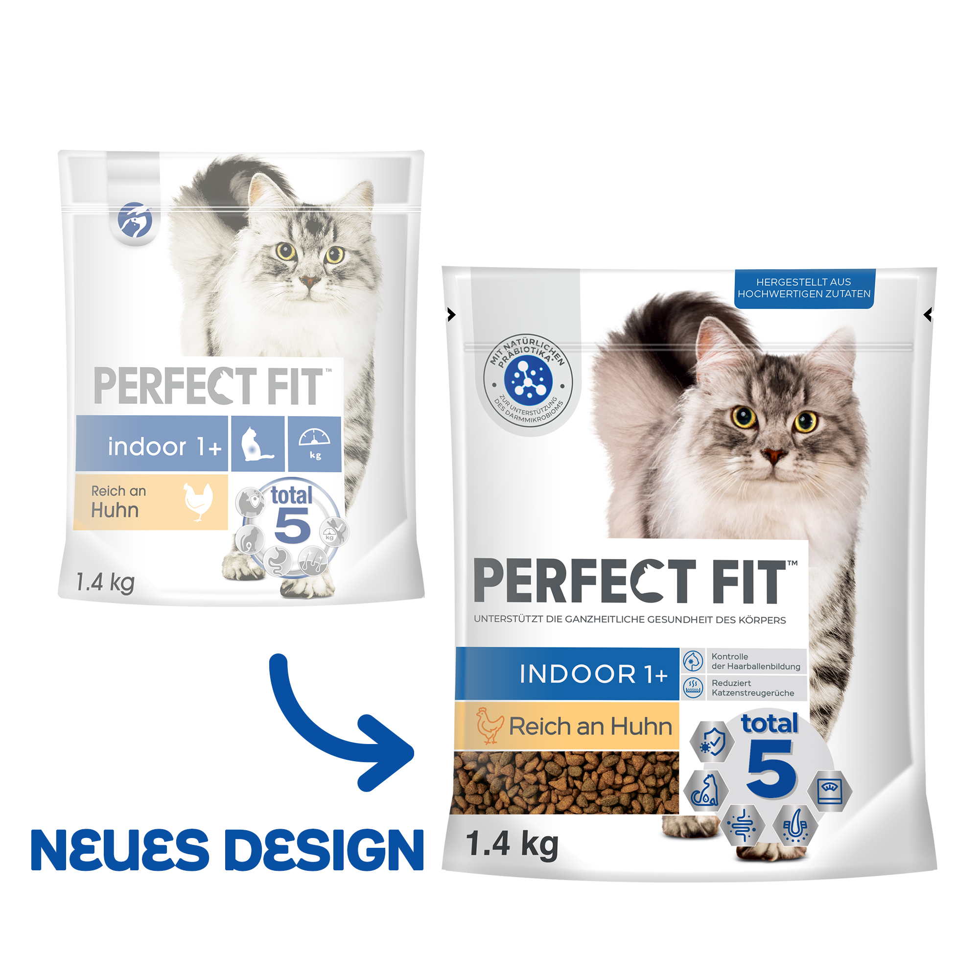 PERFECT FIT Trockenfutter PERFECT FIT Indoor 1+ Huhn 5x1,4 kg