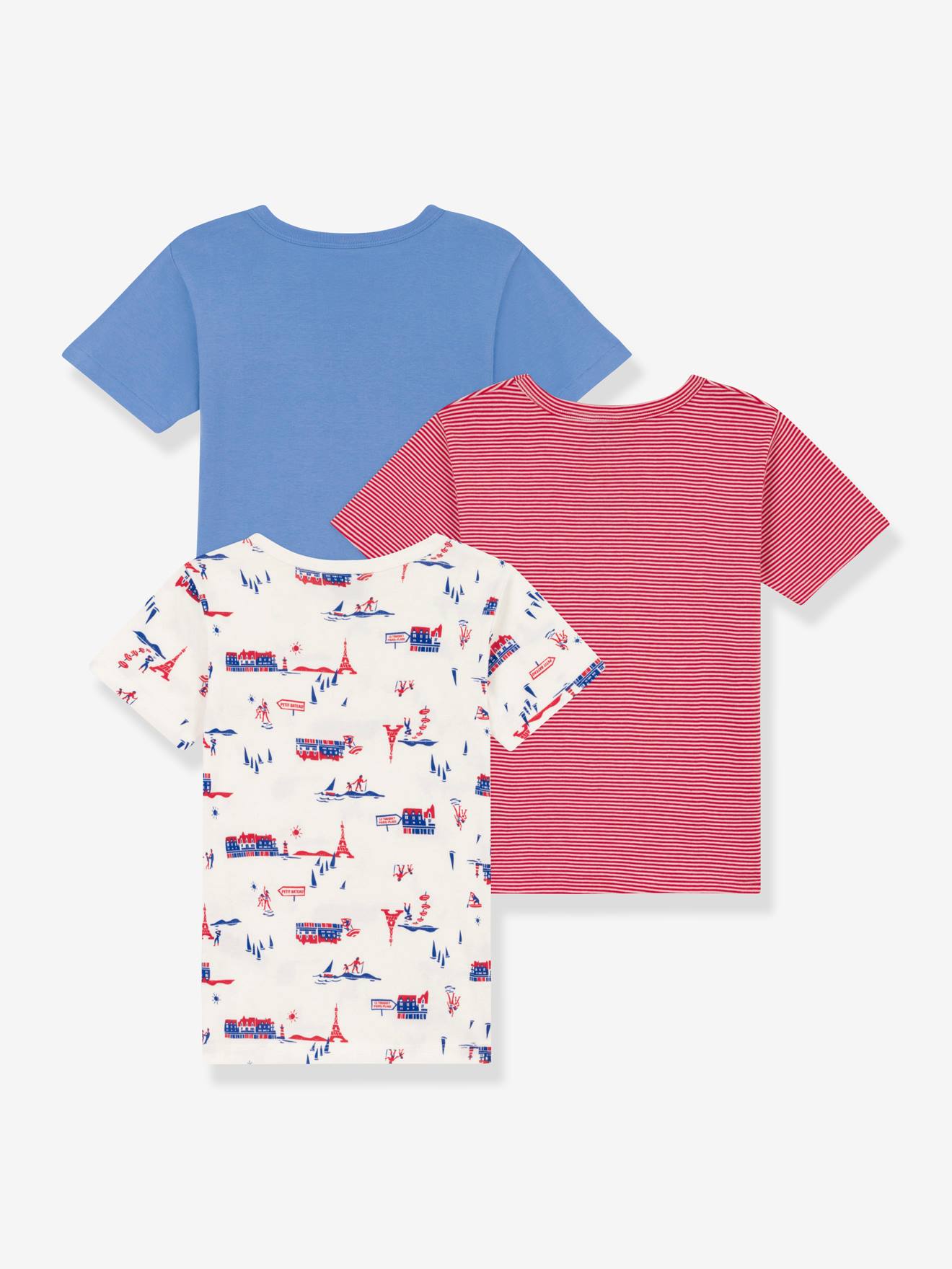 Lot de 3 t-shirts manches courtes PETIT BATEAU blanc