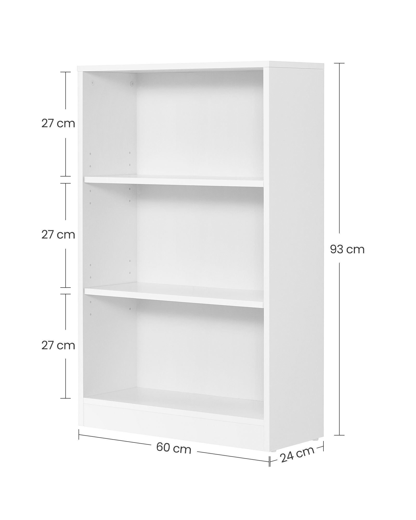 VASAGLE Bücherregal Standregal, Raumteilerregal, Höhe 93-121,5cm