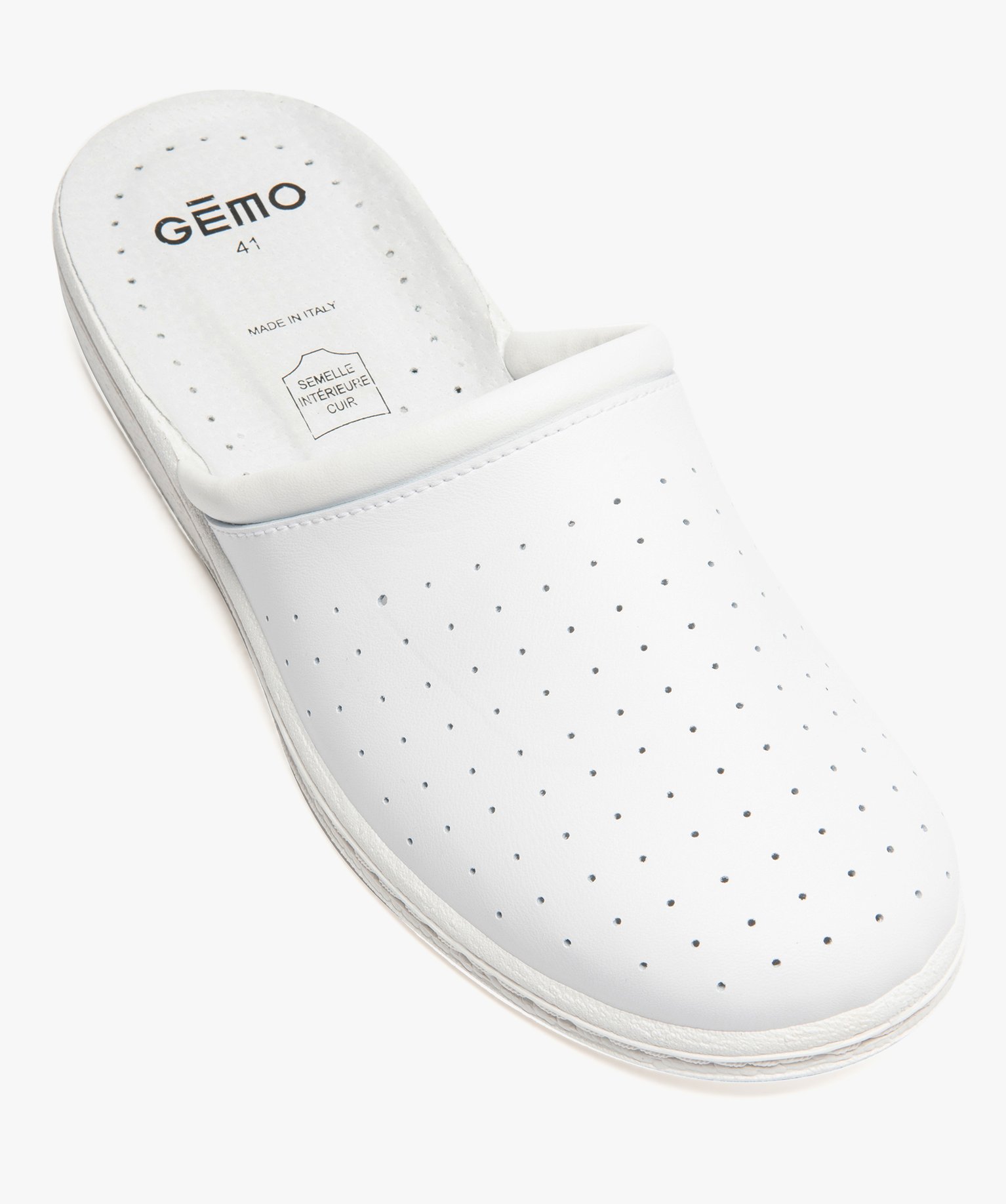 Sabots homme confort dessus uni perforé blanc | GEMO