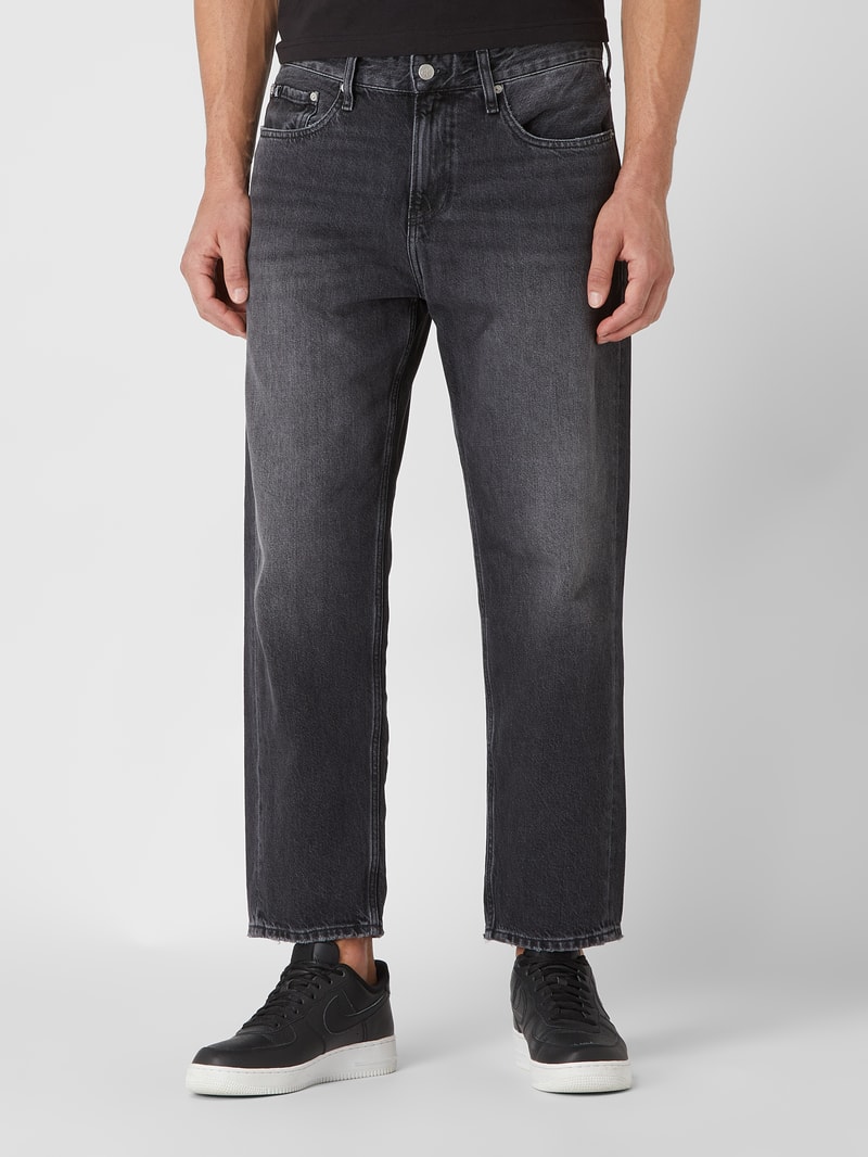 90s Straight Fit Cropped Jeans aus Baumwolle  in anthrazit