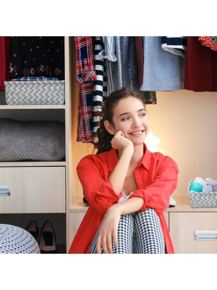 relaxdays 3er-Set: Aufbewahrungskorb in Weiß-Grau günstig kaufen onesize