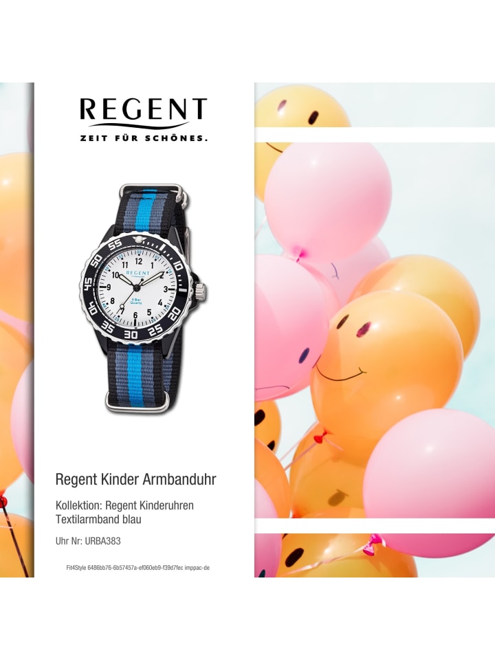 Regent Analog-Armbanduhr Regent Kinderuhren blau, schwarz mittel (ca. 35mm) günstig kaufen onesize