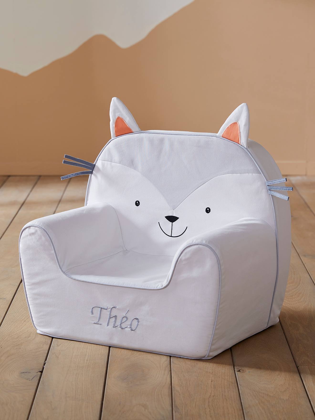Vertbaudet Kinderzimmer Sessel KATZE, personalisierbar - grau