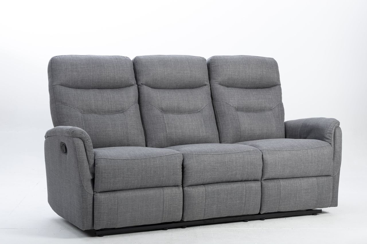 Happy Home Couchgarnitur Set Sofaset Sitzgarnitur 3tlg. mit 5 Relaxfunktionen gepolstert grau