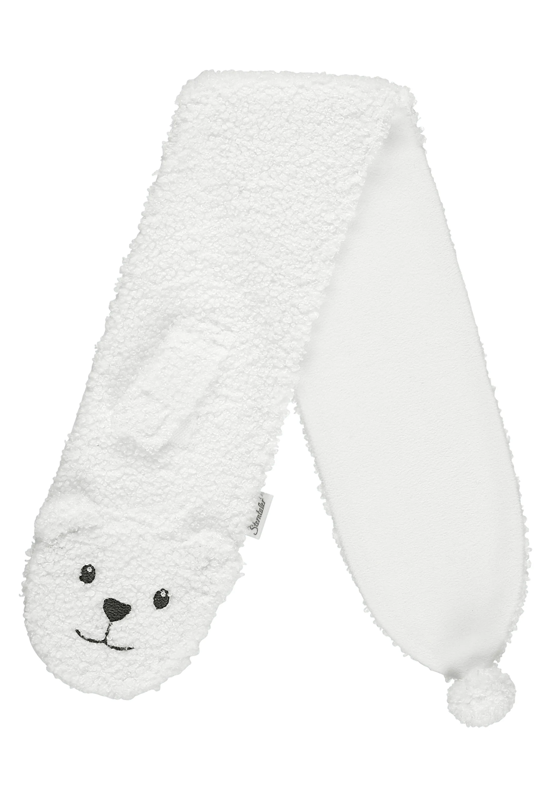 Kinderschal aus Teddyplüsch mit Tiergesicht Eisbär