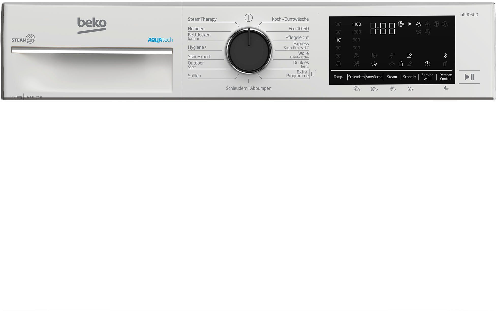 BEKO Waschmaschine B5WFT594138W, 9 kg, 1400 U/min