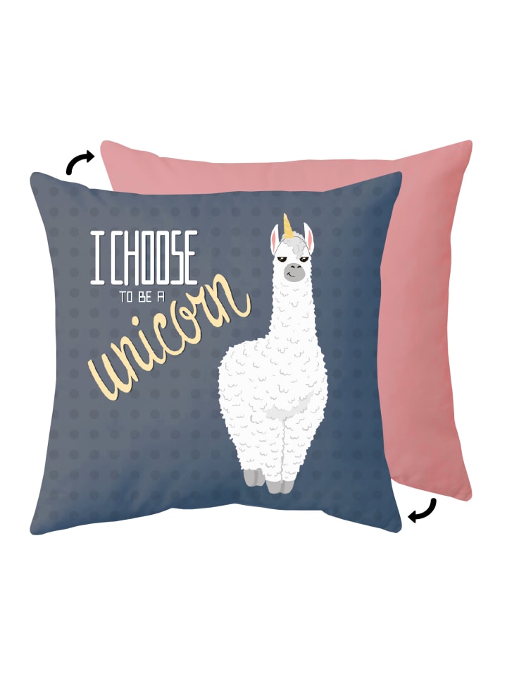Geda Labels Kissen Lama I Choose in Blau - 40x40x15cm günstig kaufen onesize