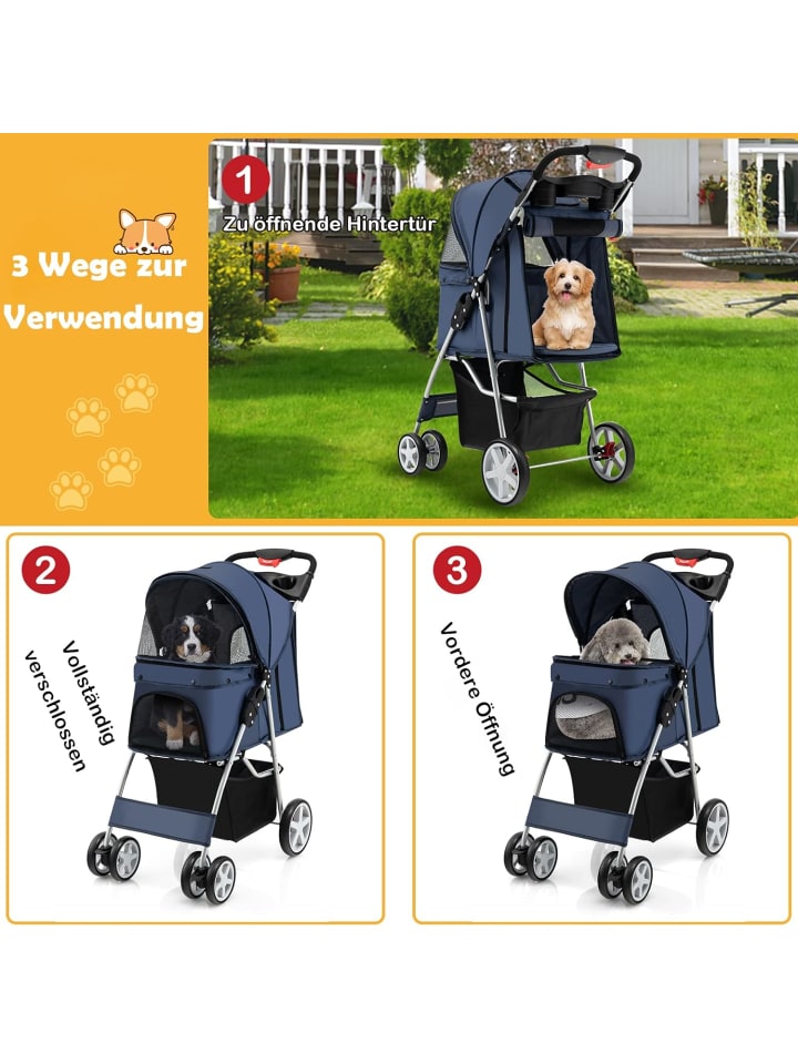 COSTWAY Hundewagen in Blau günstig kaufen 81 cm