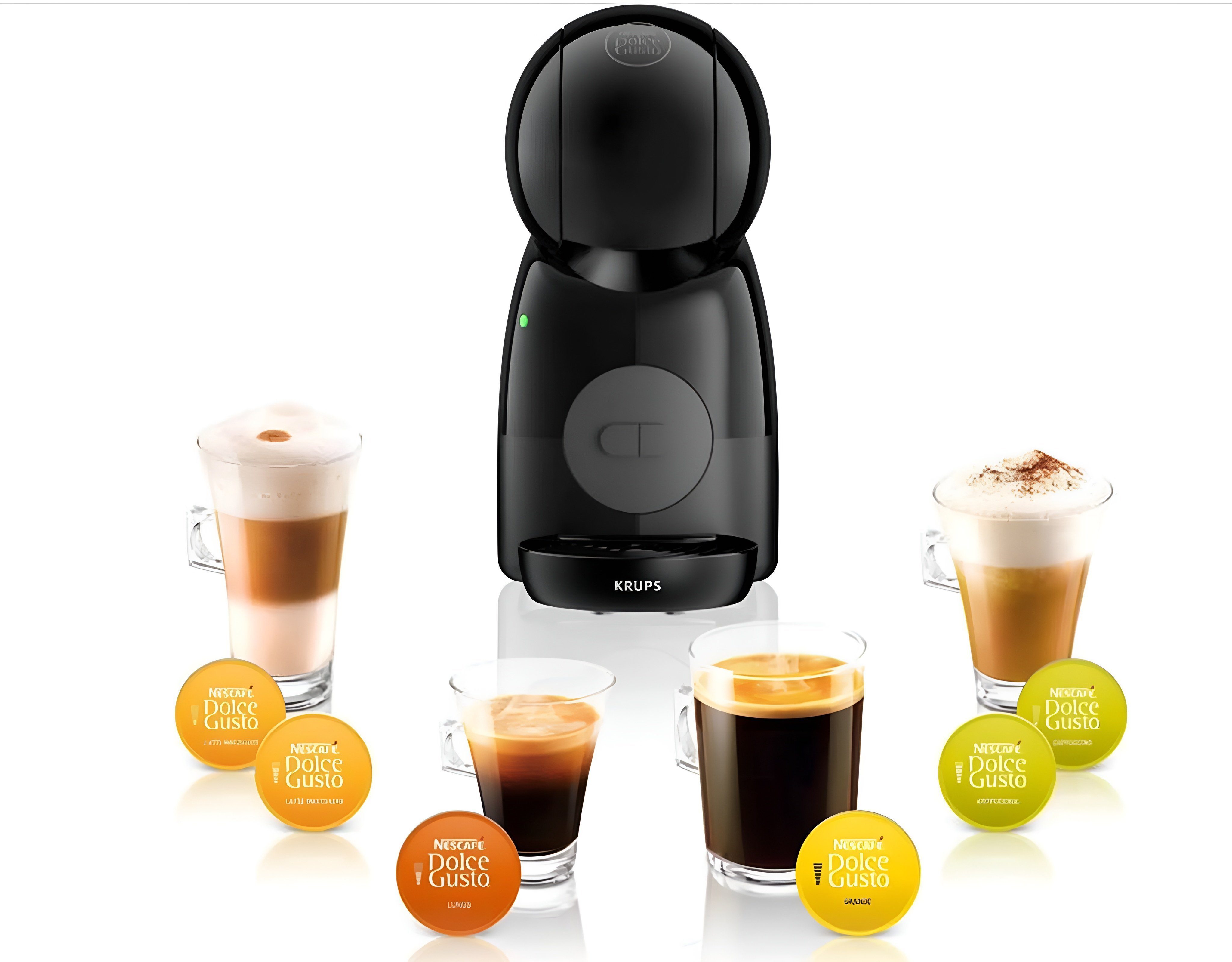 Krups Kapsel-/Kaffeepadmaschine KP1 Nescafé Dolce Gusto Piccolo XS Kapselmaschine Kaffeemaschine + 10€, 4 Packung Mix Kaffe NESCAFÉ® Dolce Gusto Gratis 30 Kaffeekreationen, Kaffeekapseln, Heiß-Kaltgetränke, 0,8 L Wassertank