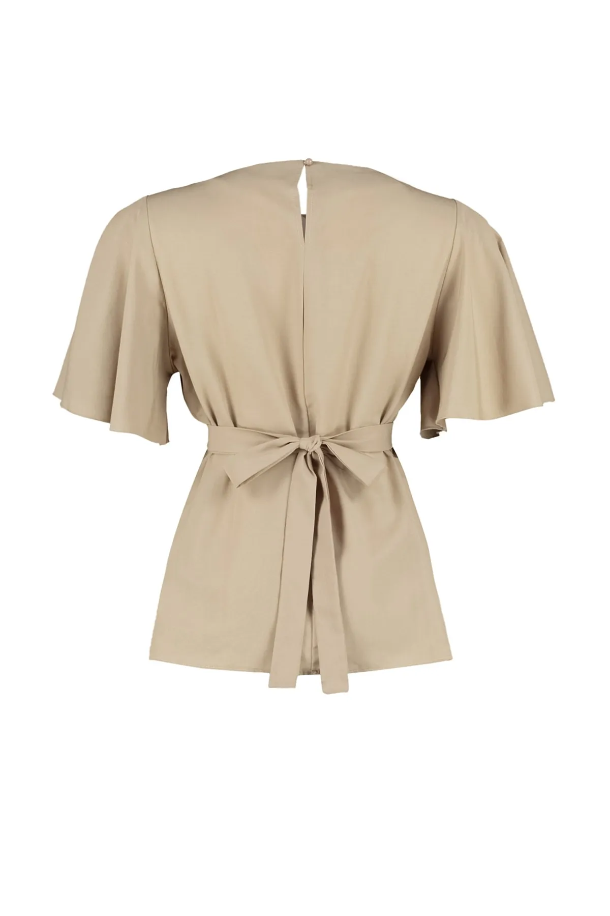 Trendyol Curve  Beigefarbene Bluse mit Krawattendetails TBBSS22BZ1316