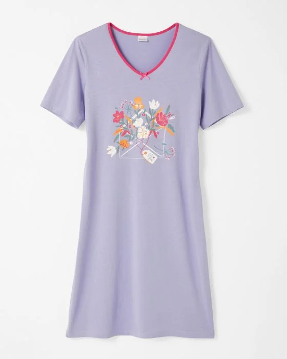Lot de 3 chemises de nuit en pur coton peigné, 2 statures