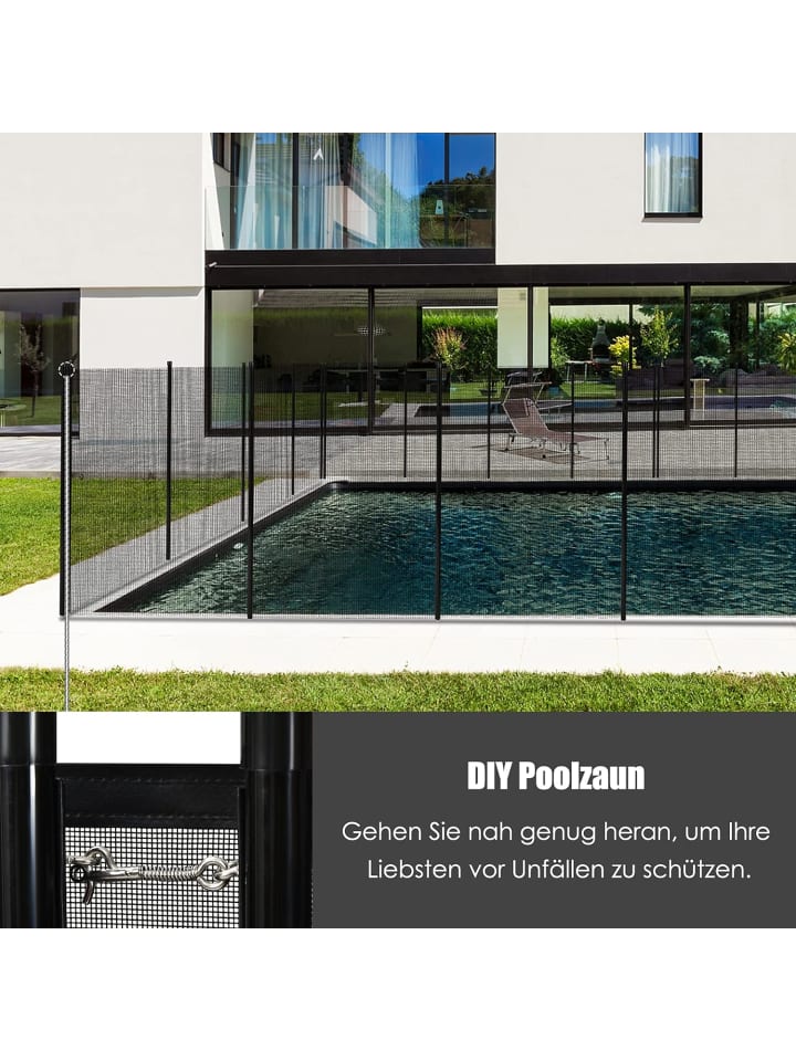 COSTWAY Poolzaun 360x125cm in Schwarz günstig kaufen onesize
