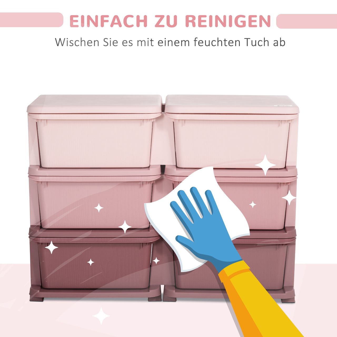 HOMCOM Schubladenschrank für Kinder Aufbewahrungsboxen mit 6 Ebenen Kindermöbel