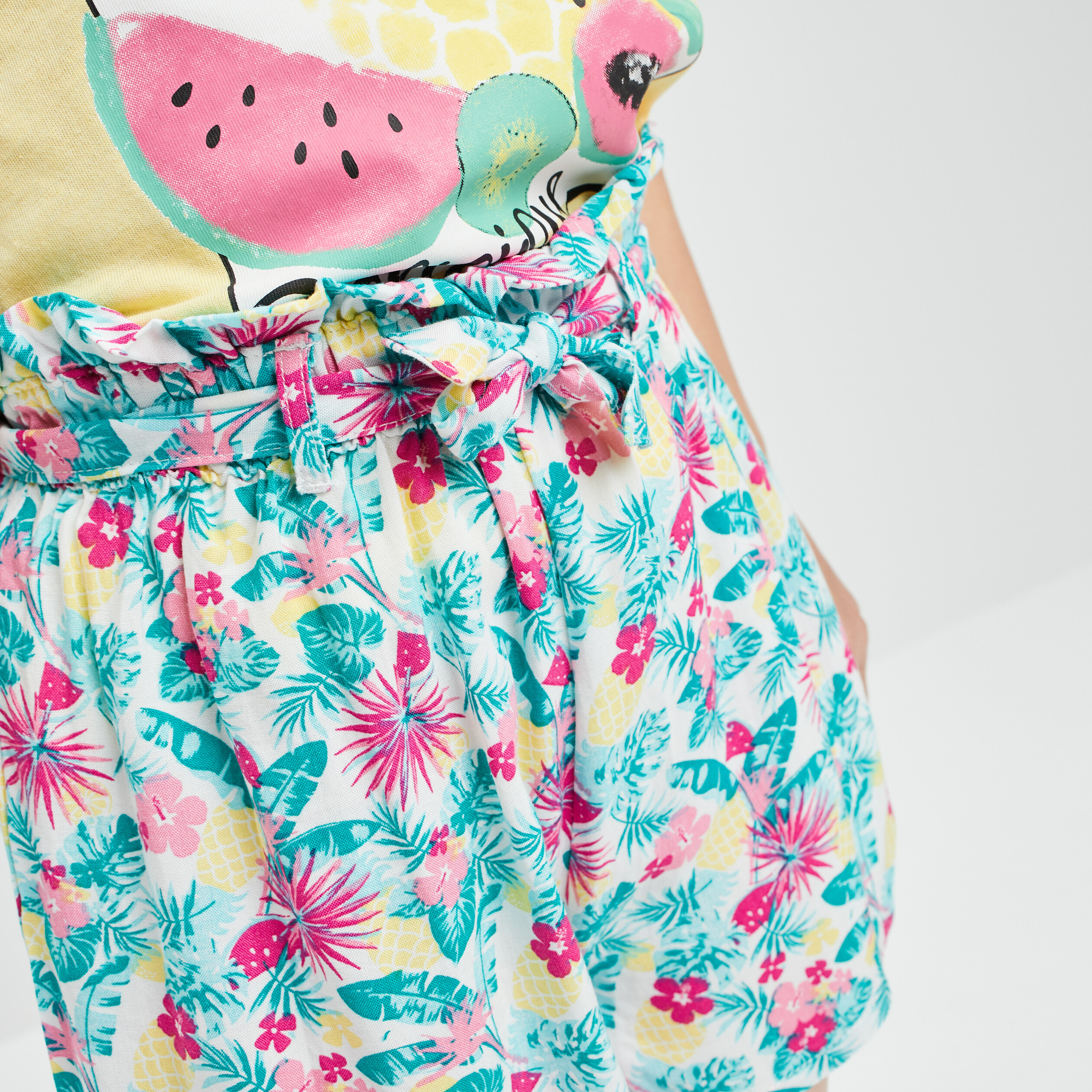 Short droit fluide ceinturé blanc fille | La Halle