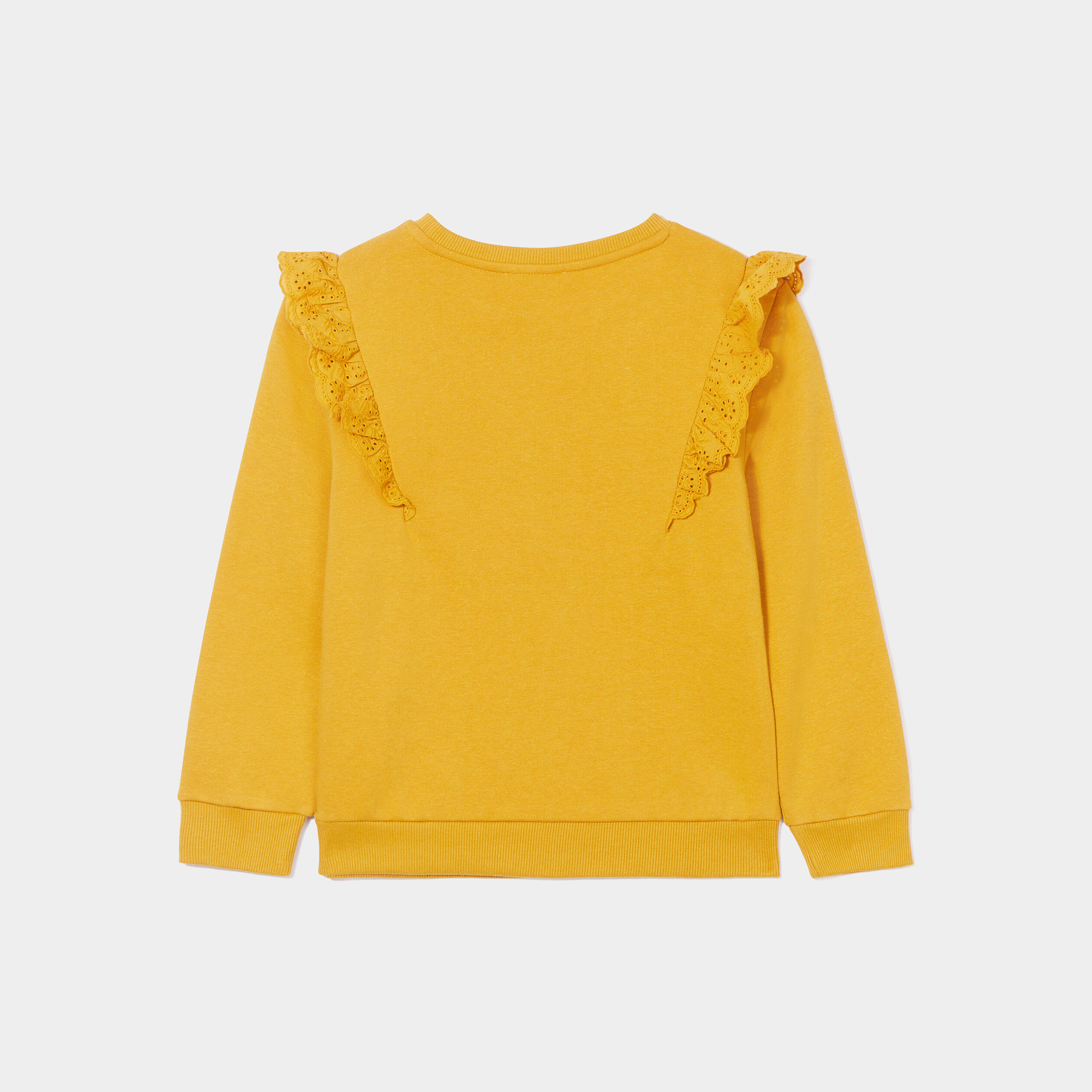 Sweat à volants broderie anglaise Creeks jaune moutarde fille | La Halle