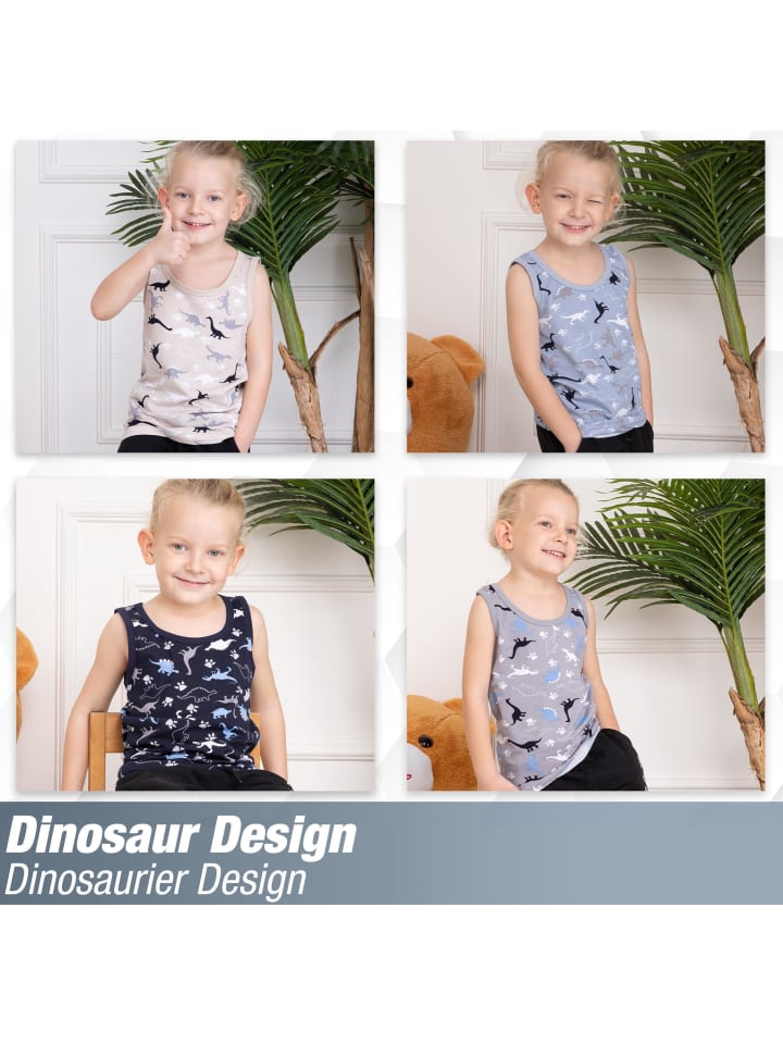 LOREZA 5er Set Unterhemden - Dinosaurier - Bunt günstig kaufen
