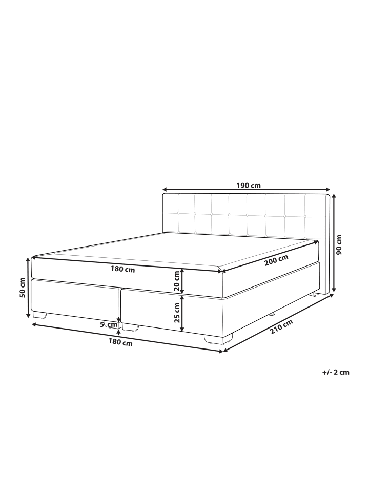 Beliani Doppelbett ADMIRAL in Grau/Silber - (W) 190 x (H) 90 x (L) 210 cm günstig kaufen onesize
