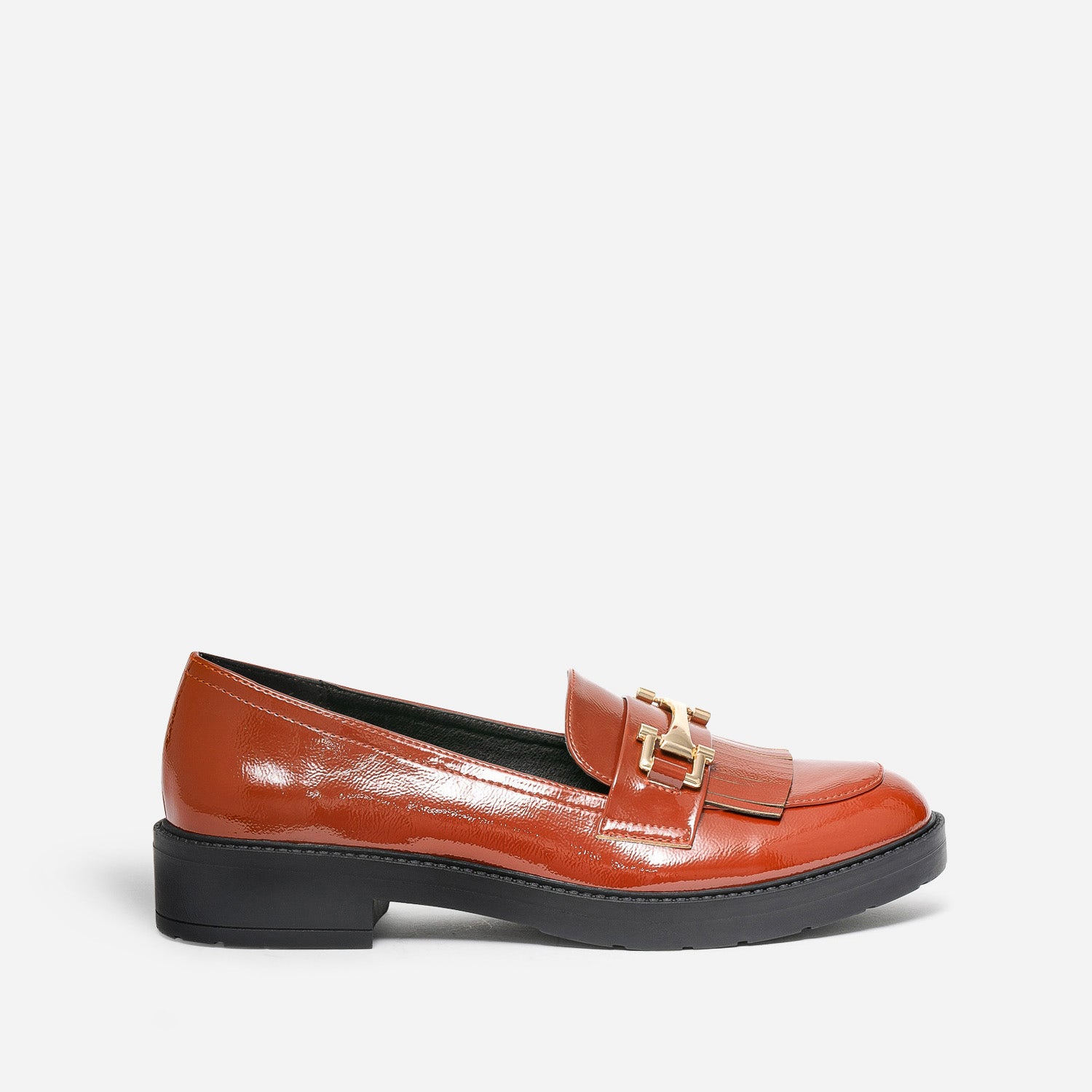 Mocassin cognac verni à franges