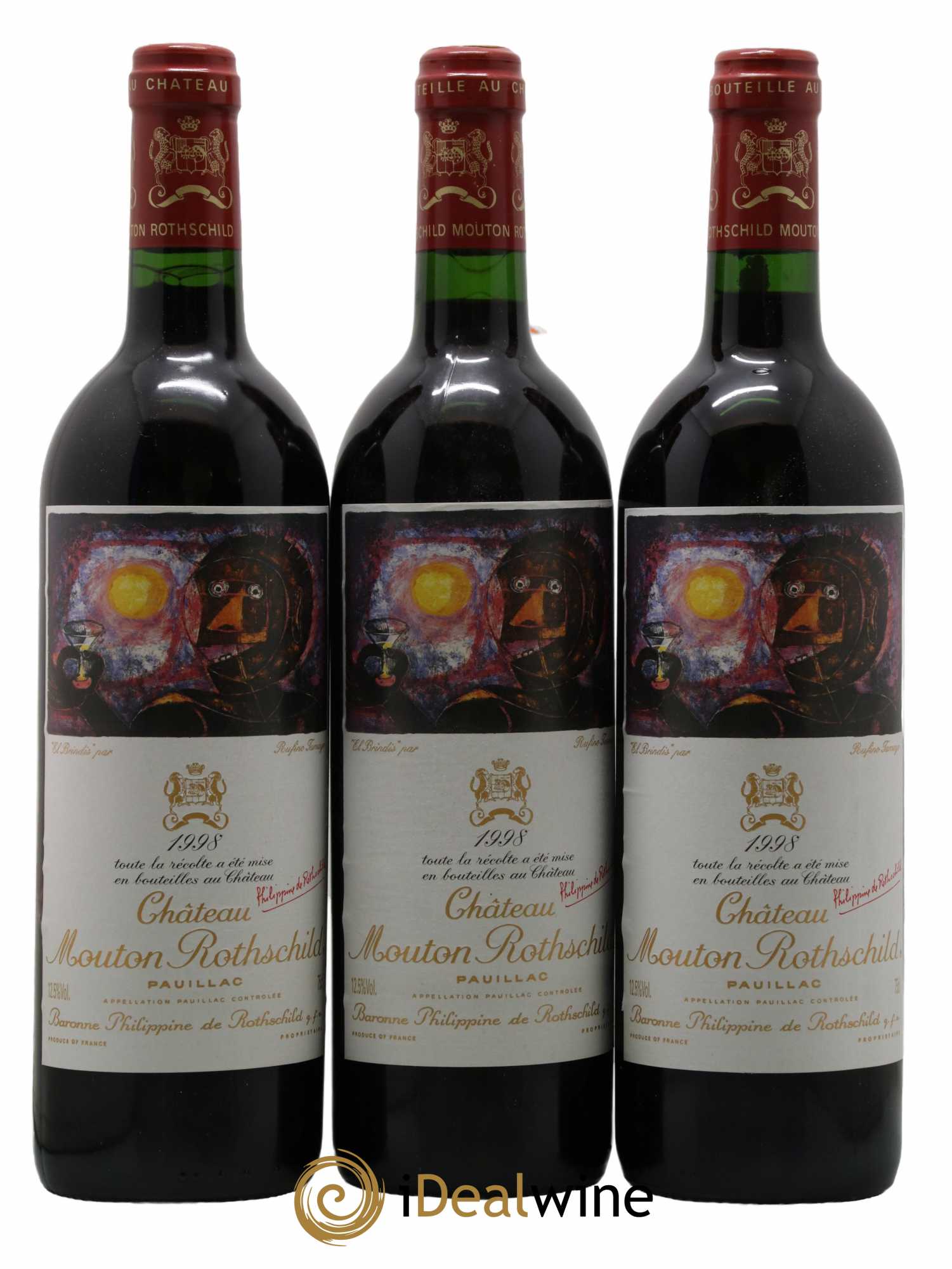 Château Mouton Rothschild 1er Grand Cru Classé  1998 - Lot de 3 Bouteilles