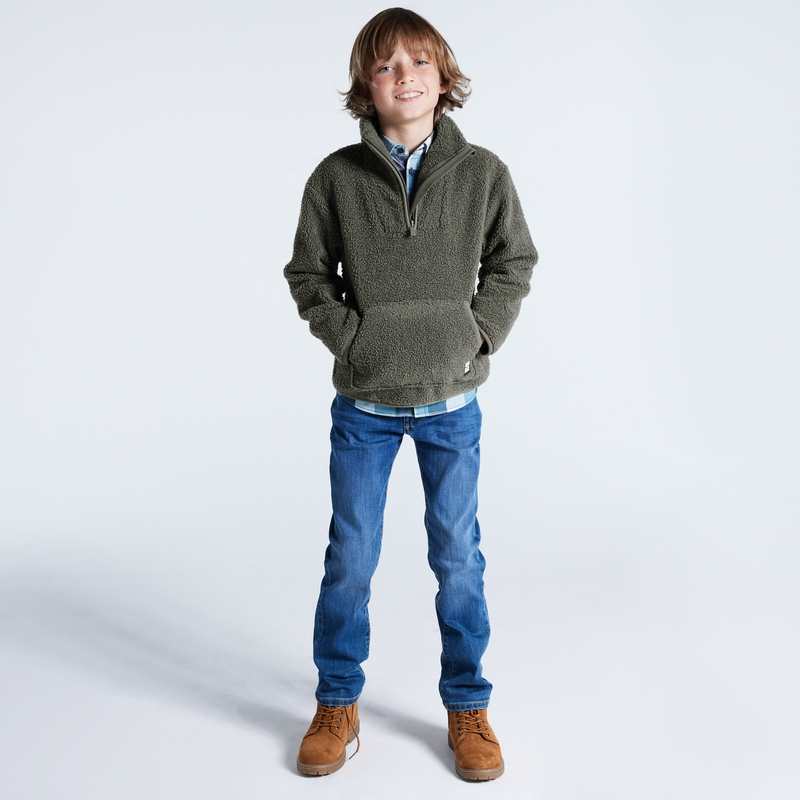 Sweat en polaire sherpa vert garçon